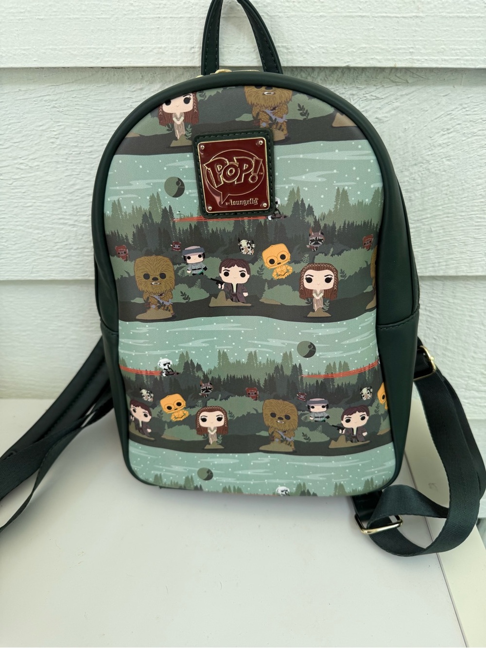 Loungefly POP Star Wars Endor Forest Hans Solo and Princess Leah Mini Backpack